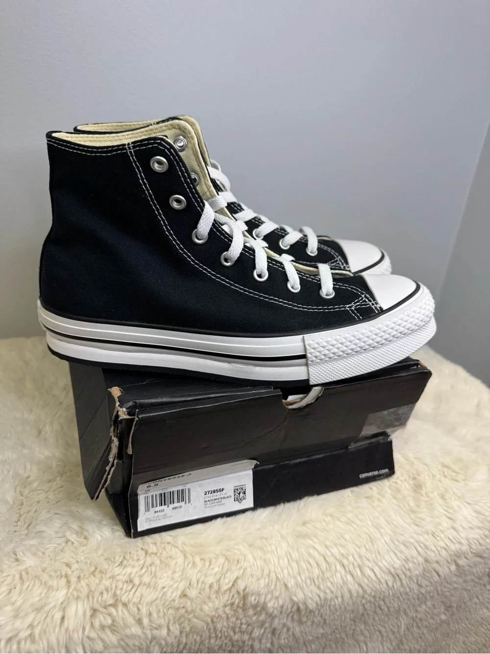 Converse CTAS EVA Lift Hi Black/White High Top Lace Up Sneakers 272855F